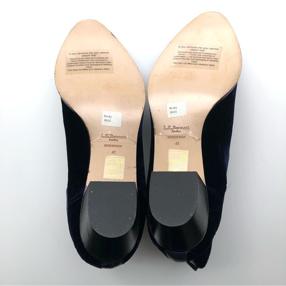 L.K. Bennett Becky Navy Velvet Ankle Boots - Picture 11 of 16